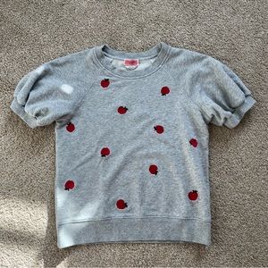 kate spade gray sweatshirt with red apple print